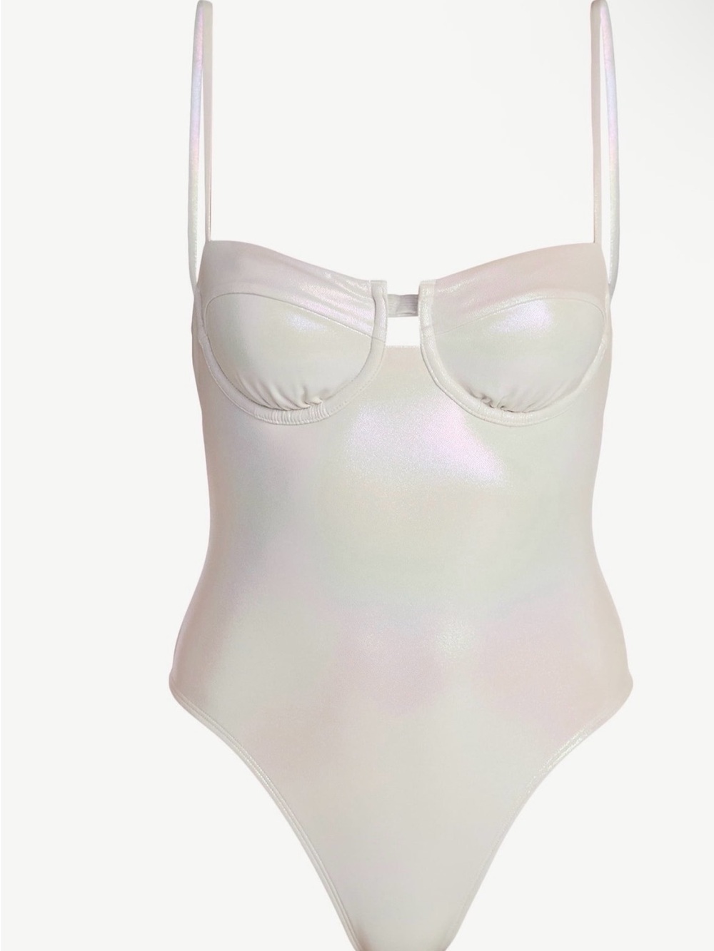 No Boundaries Moonlight Pearl One Piece Silver Swimsuit Women’s s small  NWT